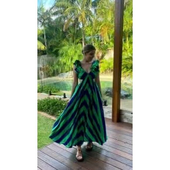 Zimmermann Tiggy Frill Shoulder silk Maxi Dress US6(Zimmermann 2) - Picture 2 of 16